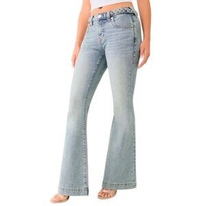 True Religion Charlie Retro Mid-Rise Vintage Flare Saddleback Jeans Sz 26 #238S